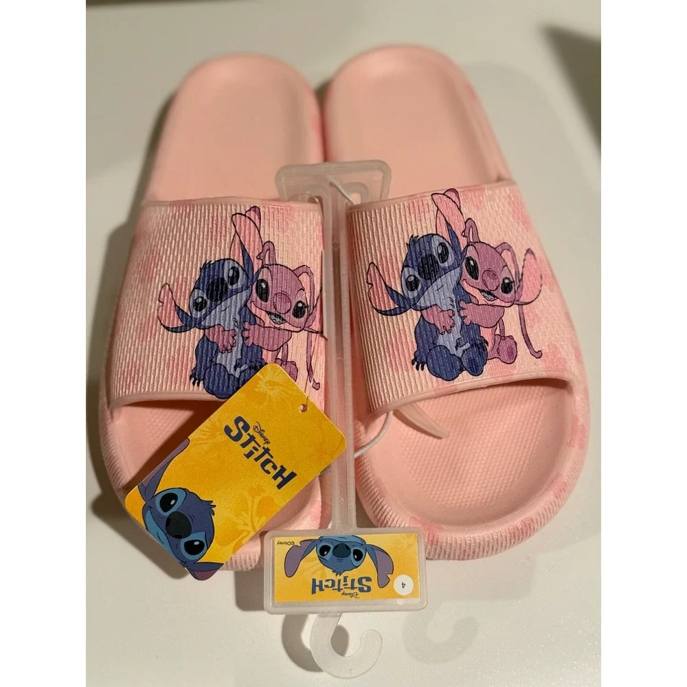 Disney Stitch and Angel Kids Pink Slide Sandals Size 4 CH100464 NWT